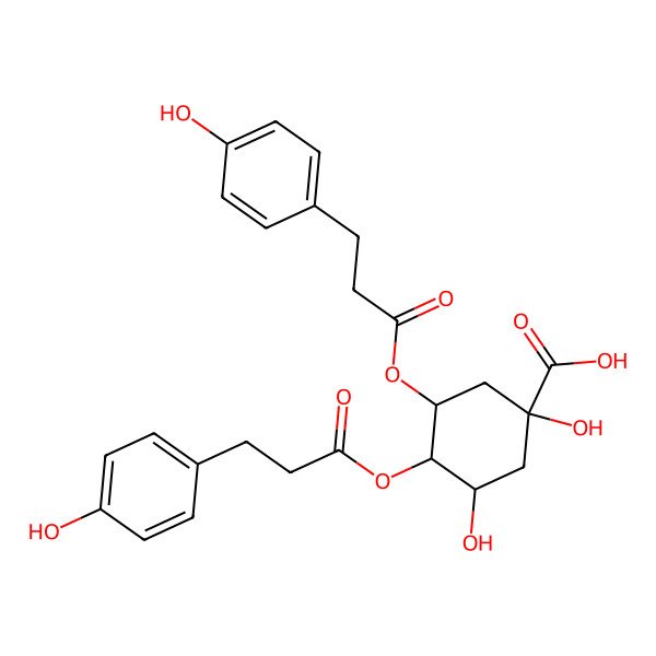 2D Structure of 1,3-Dihydroxy-4,5-bis[3-(4-hydroxyphenyl)propanoyloxy]cyclohexane-1-carboxylic acid