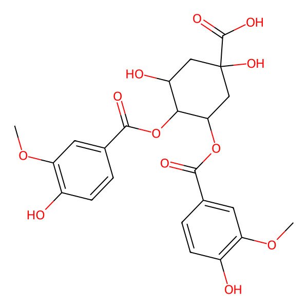 2D Structure of 1,3-Dihydroxy-4,5-bis[(4-hydroxy-3-methoxybenzoyl)oxy]cyclohexane-1-carboxylic acid