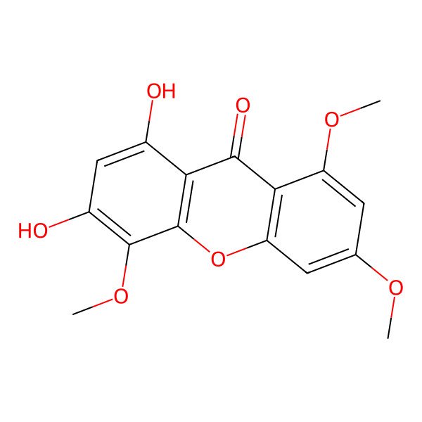 2D Structure of 1,3-Dihydroxy-4,6,8-trimethoxyxanthen-9-one