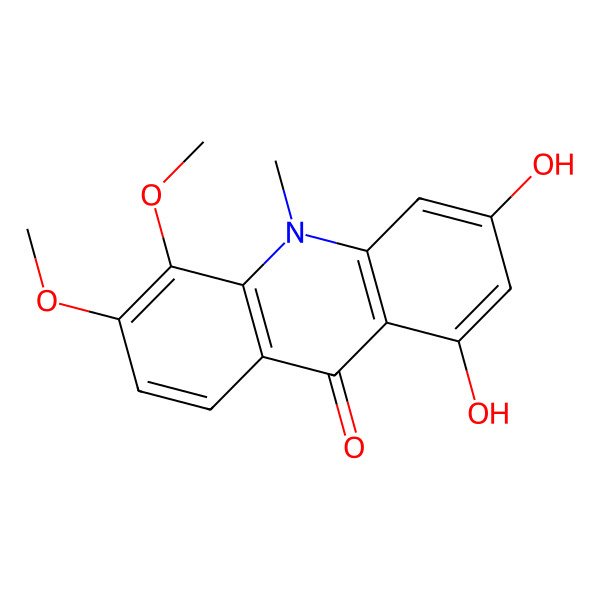 2D Structure of 1,3-Dihydroxy-5,6-dimethoxy-10-methylacridin-9-one