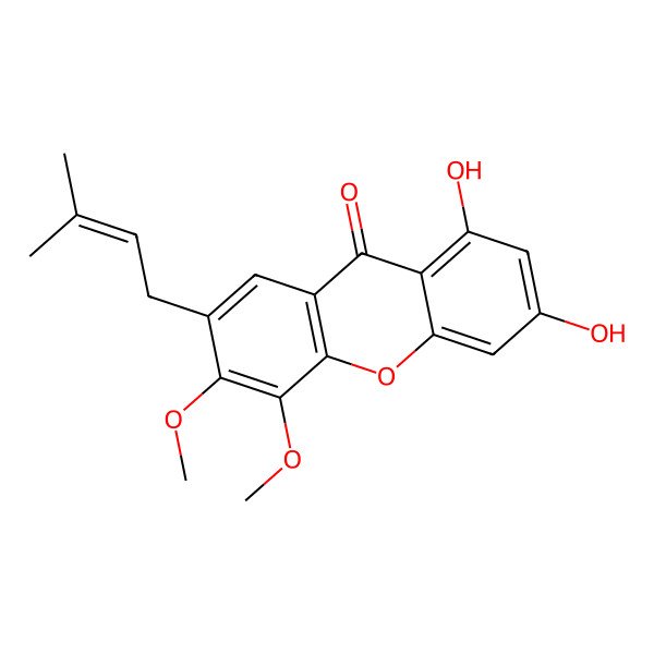 2D Structure of 1,3-Dihydroxy-5,6-dimethoxy-7-(3-methylbut-2-enyl)xanthen-9-one 2D Structure of 1,3-Dihydroxy-5,6-dimethoxy-7-(3-methylbut-2-enyl)xanthen-9-one