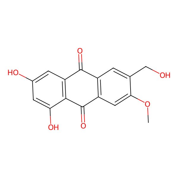 2D Structure of 1,3-Dihydroxy-6-hydroxymethyl-7-methoxyanthraquinone