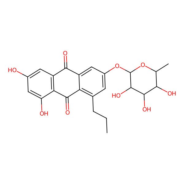 2D Structure of 1,3-Dihydroxy-8-propyl-6-(3,4,5-trihydroxy-6-methyloxan-2-yl)oxyanthracene-9,10-dione