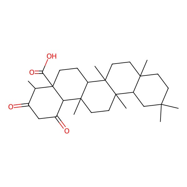 2D Structure of (4R,4aS,6aS,6aS,6bR,8aR,12aR,14aR,14bS)-4,6a,6b,8a,11,11,14a-heptamethyl-1,3-dioxo-5,6,6a,7,8,9,10,12,12a,13,14,14b-dodecahydro-4H-picene-4a-carboxylic acid