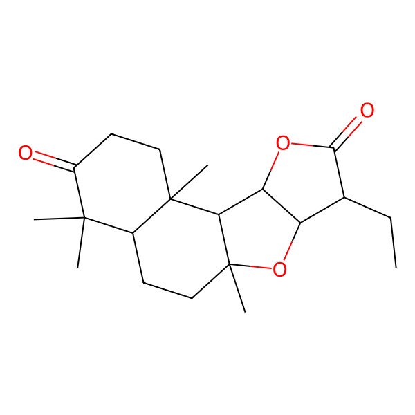 2D Structure of 13-Ethyl-2,6,6,10-tetramethyl-11,15-dioxatetracyclo[8.6.0.02,7.012,16]hexadecane-5,14-dione