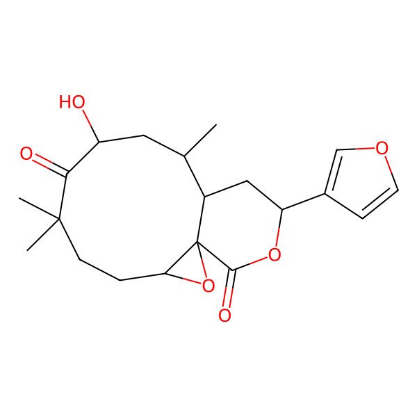 2D Structure of 13-(Furan-3-yl)-8-hydroxy-6,6,10-trimethyl-2,14-dioxatricyclo[9.4.0.01,3]pentadecane-7,15-dione