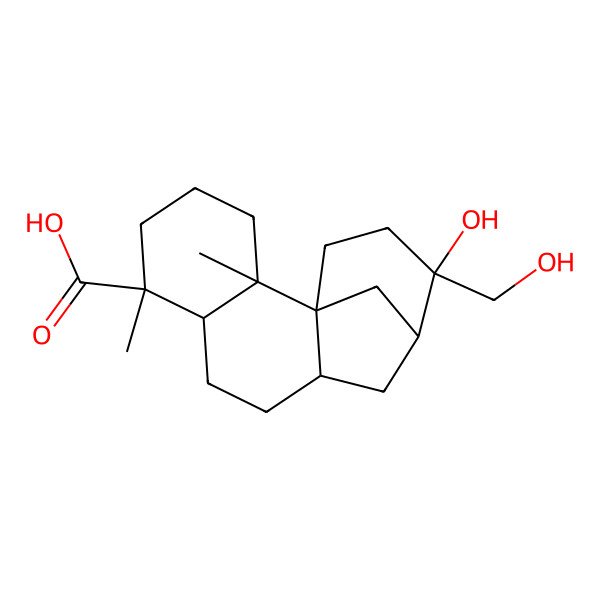 2D Structure of 13-Hydroxy-13-(hydroxymethyl)-2,6-dimethyltetracyclo[10.3.1.01,10.02,7]hexadecane-6-carboxylic acid