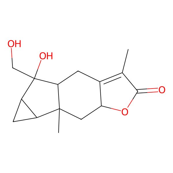 2D Structure of 13-Hydroxy-13-(hydroxymethyl)-4,9-dimethyl-6-oxatetracyclo[7.4.0.03,7.010,12]tridec-3-en-5-one