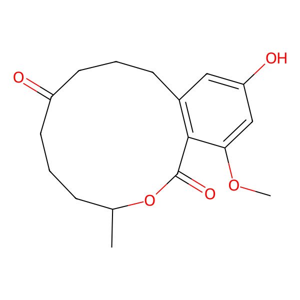 2D Structure of 13-hydroxy-15-methoxy-3-methyl-3,4,5,6,9,10-hexahydro-1H-benzo(c)(1)oxacyclododecine-1,7(8H)-dione