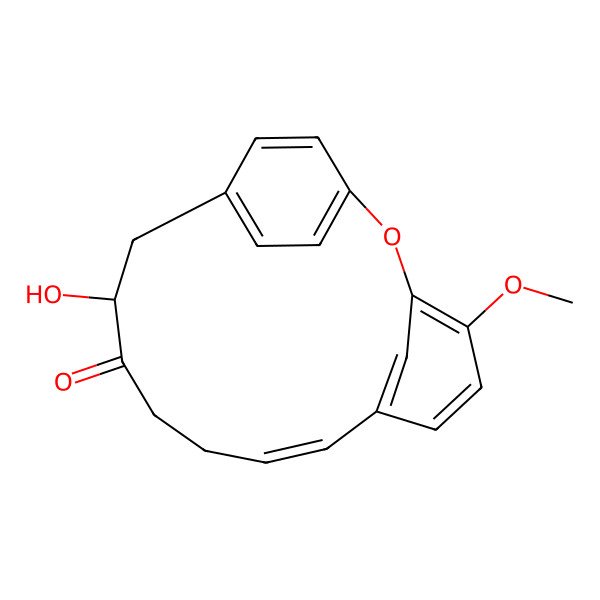 2D Structure of 13-Hydroxy-4-methoxy-2-oxatricyclo[13.2.2.13,7]icosa-1(17),3,5,7(20),8,15,18-heptaen-12-one