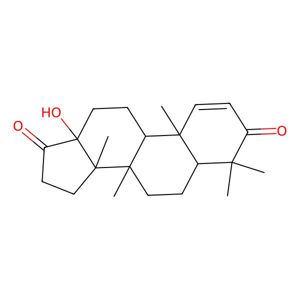 2D Structure of 13-Hydroxy-4,4,8,10,14-pentamethyl-5,6,7,9,11,12,15,16-octahydrocyclopenta[a]phenanthrene-3,17-dione