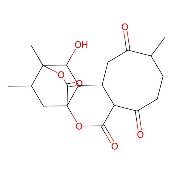 2D Structure of 13-Hydroxy-8,14,18-trimethyl-2,15-dioxatetracyclo[12.2.2.01,12.04,11]octadecane-3,5,9,16-tetrone