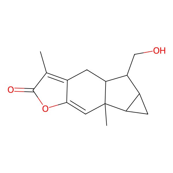 2D Structure of 13-(Hydroxymethyl)-4,9-dimethyl-6-oxatetracyclo[7.4.0.03,7.010,12]trideca-3,7-dien-5-one