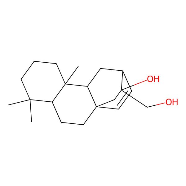 2D Structure of 13-(Hydroxymethyl)-5,5,9-trimethyltetracyclo[10.2.2.01,10.04,9]hexadec-15-en-13-ol