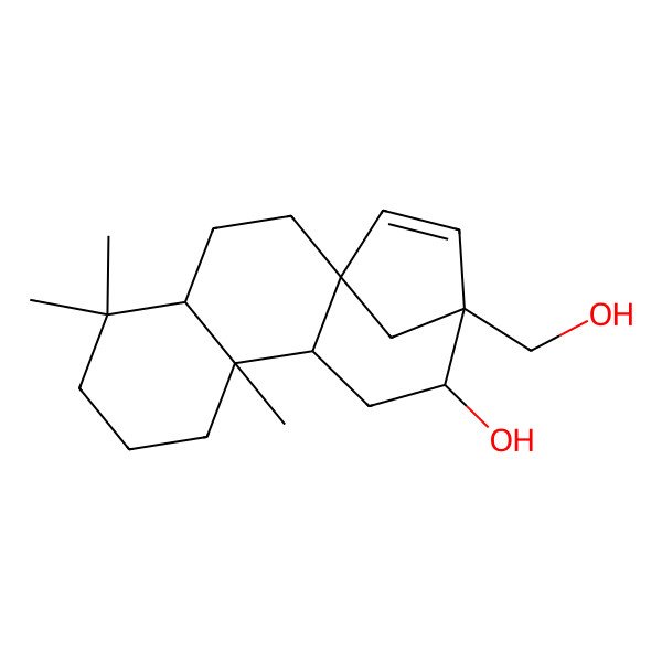 2D Structure of 13-(Hydroxymethyl)-5,5,9-trimethyltetracyclo[11.2.1.01,10.04,9]hexadec-14-en-12-ol
