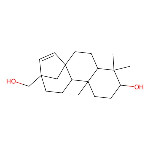 2D Structure of 13-(Hydroxymethyl)-5,5,9-trimethyltetracyclo[11.2.1.01,10.04,9]hexadec-14-en-6-ol