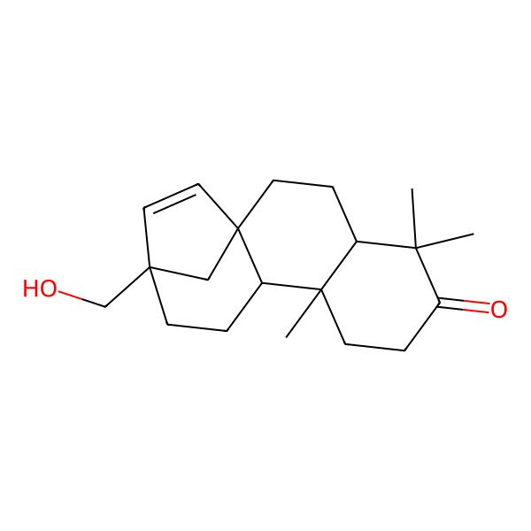 2D Structure of 13-(Hydroxymethyl)-5,5,9-trimethyltetracyclo[11.2.1.01,10.04,9]hexadec-14-en-6-one