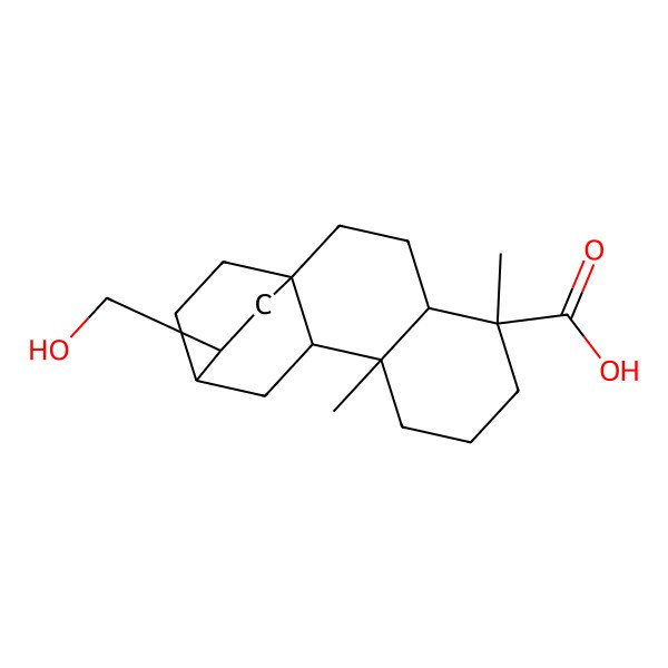 2D Structure of 13-(Hydroxymethyl)-5,9-dimethyltetracyclo[10.2.2.01,10.04,9]hexadecane-5-carboxylic acid