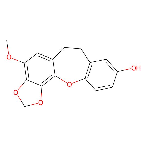 2D Structure of 13-Methoxy-2,15,17-trioxatetracyclo[9.7.0.03,8.014,18]octadeca-1(18),3(8),4,6,11,13-hexaen-6-ol