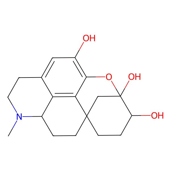 2D Structure of 13-Methyl-6-oxa-13-azapentacyclo[8.6.2.11,5.07,17.014,18]nonadeca-7,9,17-triene-4,5,8-triol