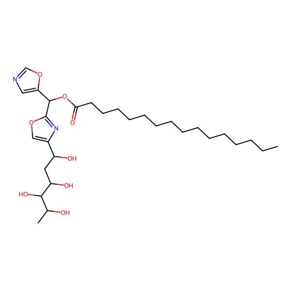 2D Structure of [1,3-oxazol-5-yl-[4-[(1R,3S,4R,5S)-1,3,4,5-tetrahydroxyhexyl]-1,3-oxazol-2-yl]methyl] hexadecanoate