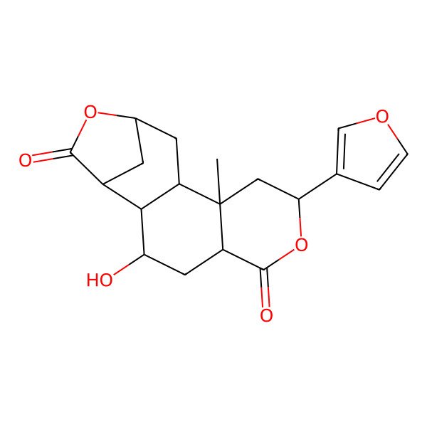 2D Structure of (1R,2S,3S,5R,8S,10S,11R,13R)-8-(furan-3-yl)-3-hydroxy-10-methyl-7,14-dioxatetracyclo[11.2.1.02,11.05,10]hexadecane-6,15-dione