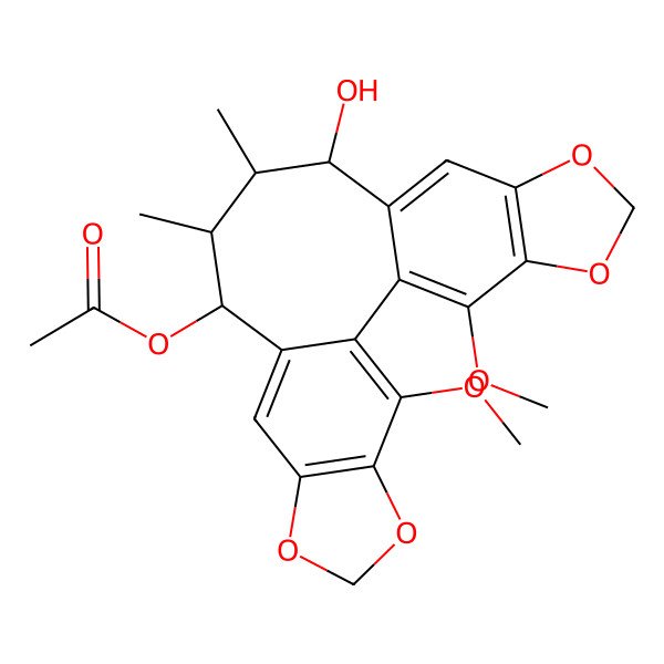 2D Structure of [(11R,12R,13S,14R)-14-hydroxy-3,22-dimethoxy-12,13-dimethyl-5,7,18,20-tetraoxapentacyclo[13.7.0.02,10.04,8.017,21]docosa-1(22),2,4(8),9,15,17(21)-hexaen-11-yl] acetate