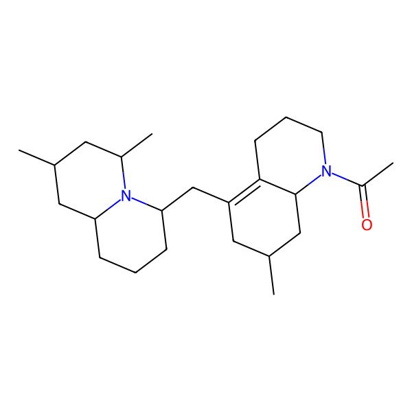 2D Structure of 1-[(7S,8aS)-5-[[(4S,6S,8R,9aS)-6,8-dimethyl-2,3,4,6,7,8,9,9a-octahydro-1H-quinolizin-4-yl]methyl]-7-methyl-3,4,6,7,8,8a-hexahydro-2H-quinolin-1-yl]ethanone
