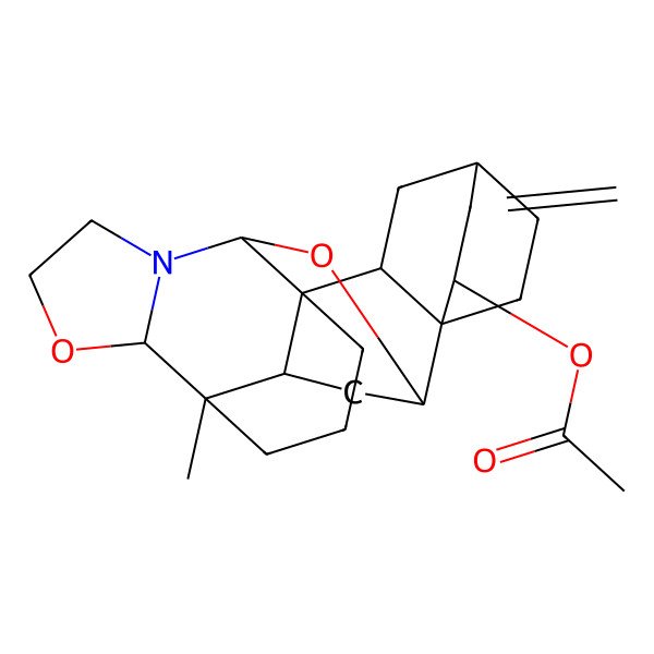 2D Structure of [(1R,2R,5S,7R,8R,13S,18S,21S)-12-methyl-4-methylidene-14,19-dioxa-17-azaheptacyclo[10.7.2.22,5.02,7.08,18.08,21.013,17]tricosan-3-yl] acetate