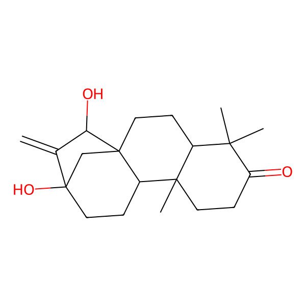 2D Structure of 13,15-Dihydroxy-5,5,9-trimethyl-14-methylidenetetracyclo[11.2.1.01,10.04,9]hexadecan-6-one