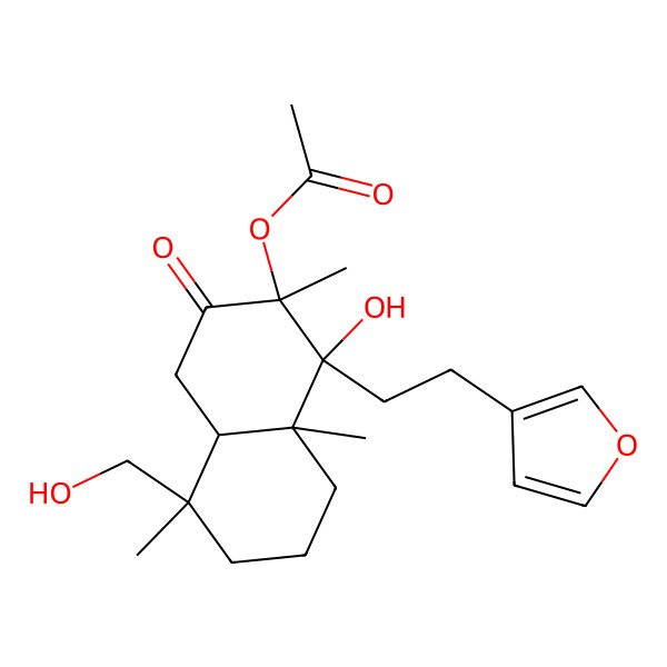 2D Structure of [(1S,2R,4aS,5S,8aS)-1-[2-(furan-3-yl)ethyl]-1-hydroxy-5-(hydroxymethyl)-2,5,8a-trimethyl-3-oxo-4a,6,7,8-tetrahydro-4H-naphthalen-2-yl] acetate