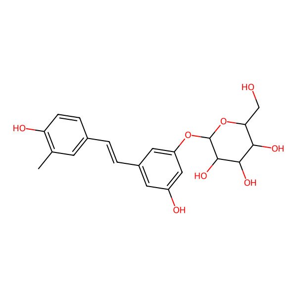 2D Structure of (2S,3R,4S,5S,6R)-2-[3-hydroxy-5-[(E)-2-(4-hydroxy-3-methylphenyl)ethenyl]phenoxy]-6-(hydroxymethyl)oxane-3,4,5-triol