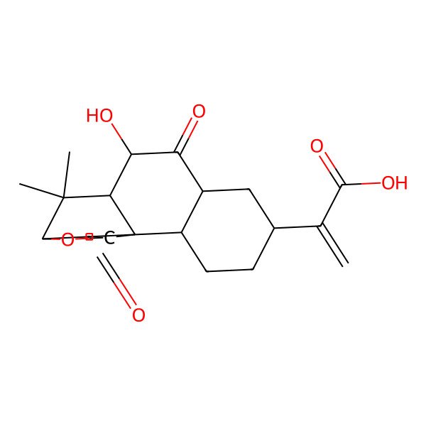 2D Structure of 2-[(1S,2R,5R,7R,9S,10R,12R)-9-hydroxy-11,11-dimethyl-8,15-dioxo-13-oxatetracyclo[10.2.2.01,10.02,7]hexadecan-5-yl]prop-2-enoic acid