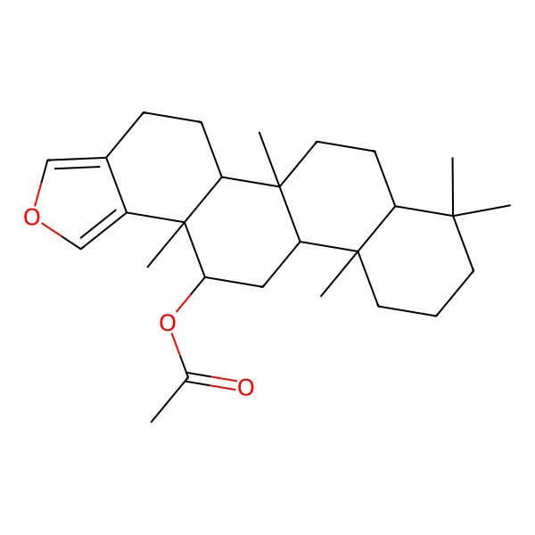 2D Structure of (5b,8,8,11a,13a-Pentamethyl-4,5,5a,6,7,7a,9,10,11,11b,12,13-dodecahydrophenanthro[2,1-e][2]benzofuran-13-yl) acetate