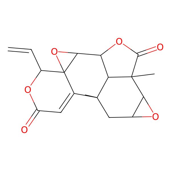 2D Structure of (1S,2R,4R,5R,12S,14R,15R,18R)-5-ethenyl-10,15-dimethyl-3,6,13,17-tetraoxahexacyclo[8.7.1.02,4.04,9.012,14.015,18]octadec-8-ene-7,16-dione