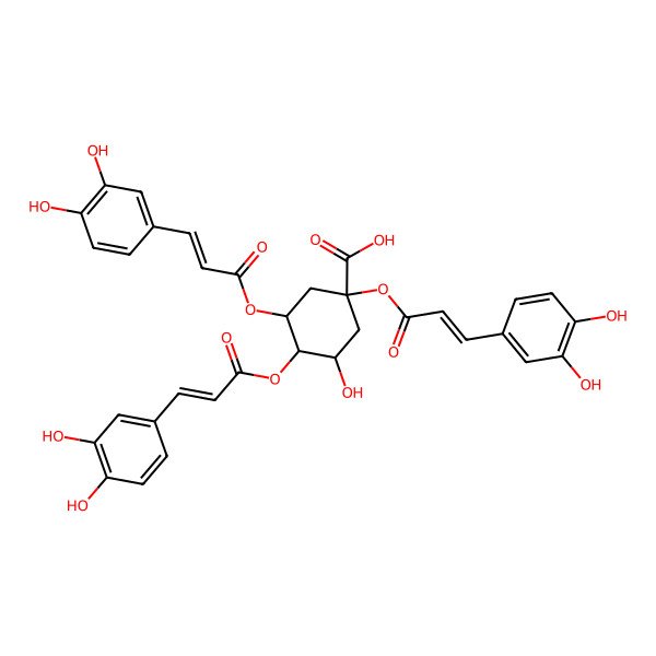 2D Structure of 1,3,4-Tris[3-(3,4-dihydroxyphenyl)prop-2-enoyloxy]-5-hydroxycyclohexane-1-carboxylic acid