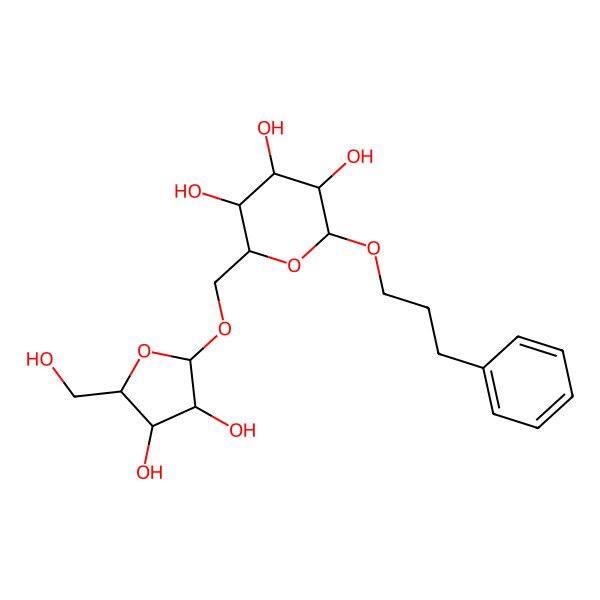 2D Structure of (2R,3S,4S,5R,6R)-2-[[(2R,3R,4R,5S)-3,4-dihydroxy-5-(hydroxymethyl)oxolan-2-yl]oxymethyl]-6-(3-phenylpropoxy)oxane-3,4,5-triol