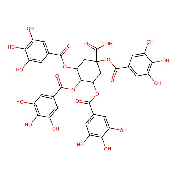 2D Structure of 1,3,4,5-Tetrakis((3,4,5-trihydroxybenzoyl)oxy)cyclohexanecarboxylic acid 2D Structure of 1,3,4,5-Tetrakis((3,4,5-trihydroxybenzoyl)oxy)cyclohexanecarboxylic acid
