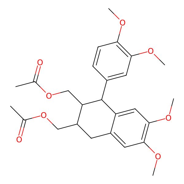 2D Structure of [3-(Acetyloxymethyl)-4-(3,4-dimethoxyphenyl)-6,7-dimethoxy-1,2,3,4-tetrahydronaphthalen-2-yl]methyl acetate