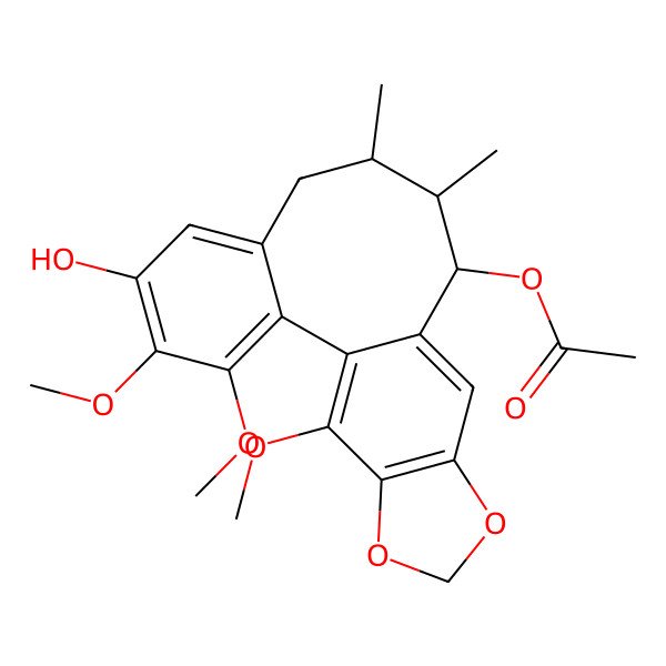 2D Structure of [(9R,10R,11R)-5-hydroxy-3,4,19-trimethoxy-9,10-dimethyl-15,17-dioxatetracyclo[10.7.0.02,7.014,18]nonadeca-1(19),2,4,6,12,14(18)-hexaen-11-yl] acetate