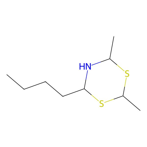 2D Structure of 1,3,5-Dithiazine, perhydro-6-butyl-2,4-dimethyl