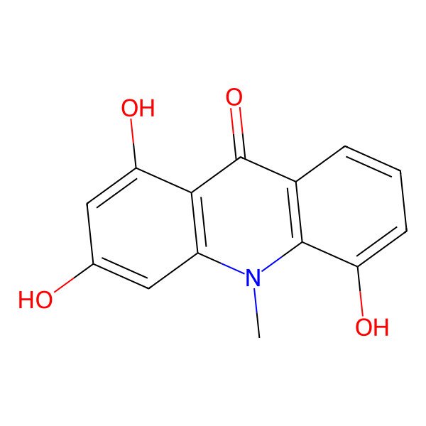 2D Structure of 1,3,5-Trihydroxy-10-methylacridone