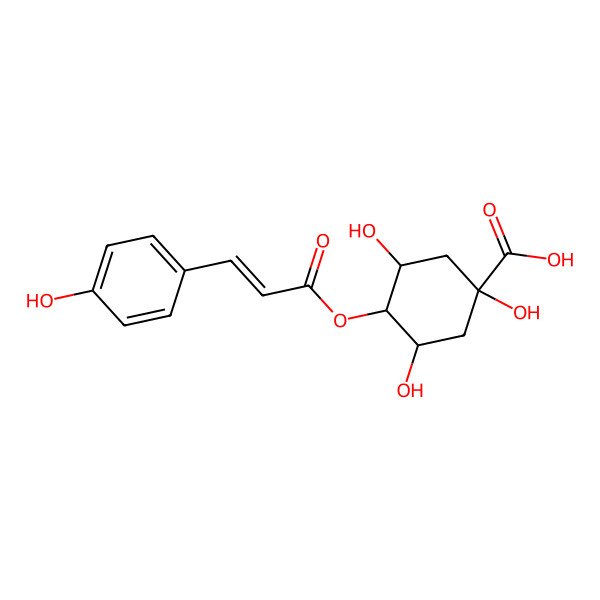 2D Structure of 1,3,5-Trihydroxy-4-[3-(4-hydroxyphenyl)prop-2-enoyloxy]cyclohexane-1-carboxylic acid
