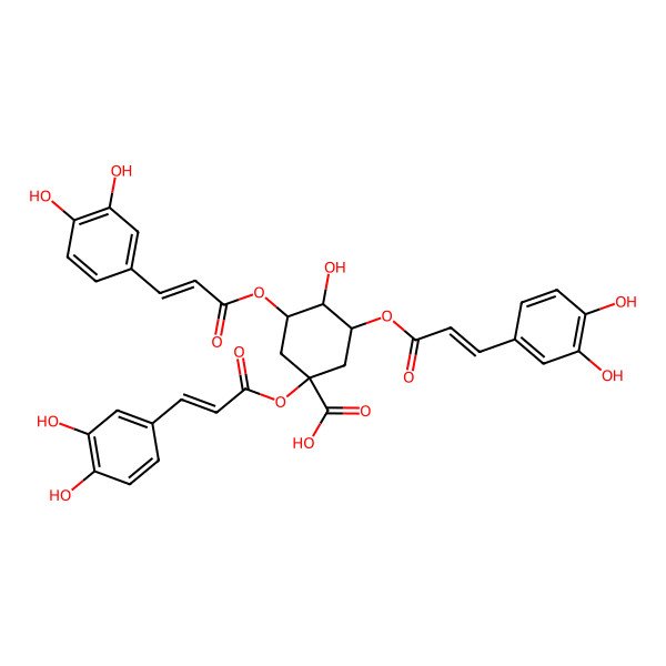 2D Structure of 1,3,5-Tris[3-(3,4-dihydroxyphenyl)prop-2-enoyloxy]-4-hydroxycyclohexane-1-carboxylic acid