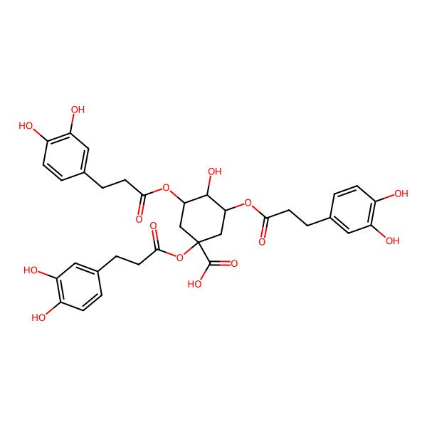 2D Structure of 1,3,5-Tris[3-(3,4-dihydroxyphenyl)propanoyloxy]-4-hydroxycyclohexane-1-carboxylic acid