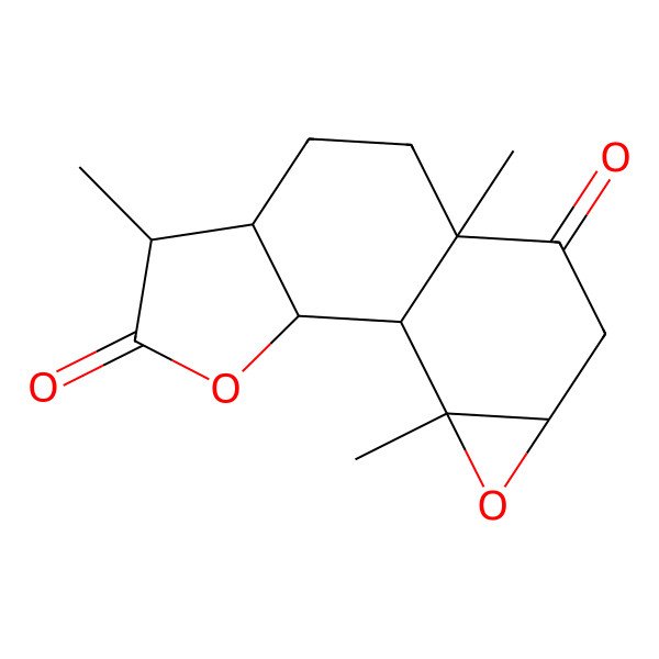 2D Structure of (1S,2S,5S,6S,9R,12R,14S)-5,9,14-trimethyl-3,13-dioxatetracyclo[7.5.0.02,6.012,14]tetradecane-4,10-dione
