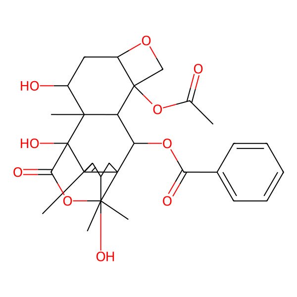 2D Structure of [(1R,2S,3R,4S,7R,9S,10S,11R,14S)-4-acetyloxy-9,11,14-trihydroxy-10,13,16,16-tetramethyl-18-oxo-6,17-dioxapentacyclo[9.4.3.01,12.03,10.04,7]octadec-12-en-2-yl] benzoate