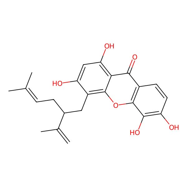 2D Structure of 1,3,5,6-Tetrahydroxy-4-(5-methyl-2-prop-1-en-2-ylhex-4-enyl)xanthen-9-one 2D Structure of 1,3,5,6-Tetrahydroxy-4-(5-methyl-2-prop-1-en-2-ylhex-4-enyl)xanthen-9-one