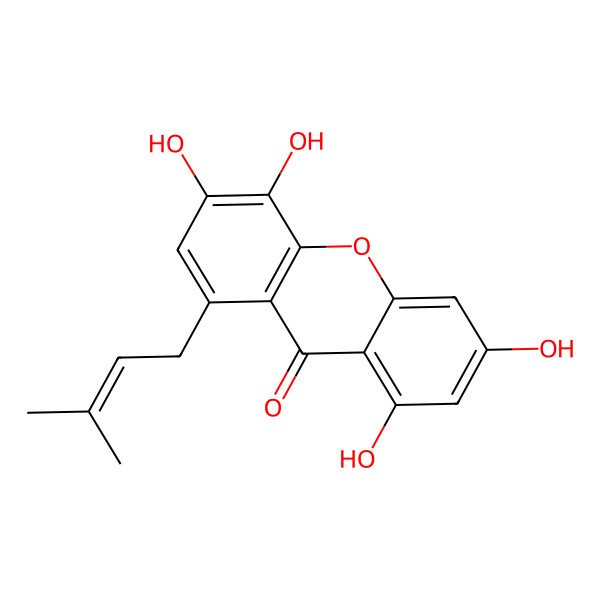 2D Structure of 1,3,5,6-Tetrahydroxy-8-prenyl xanthone