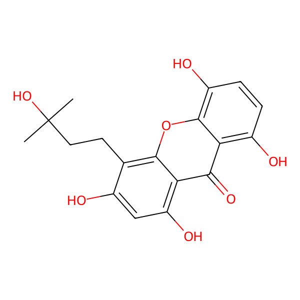 2D Structure of 1,3,5,8-Tetrahydroxy-4-(3-hydroxy-3-methylbutyl)xanthen-9-one